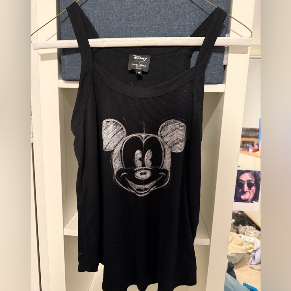 Disney Black Tank Top with Mickey Mouse Sketch